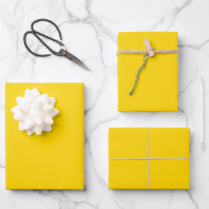 Feuille De Papier Cadeau Couleur uni jaune soleil moderne