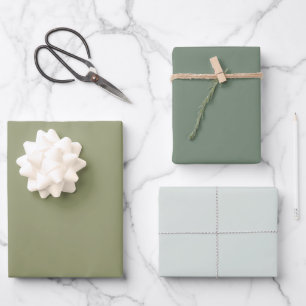 Feuille De Papier Cadeau Couleur uni minimaliste vert olive Sage
