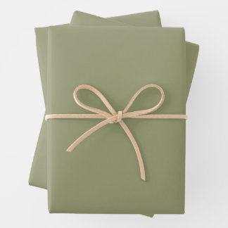Feuille De Papier Cadeau Couleur uni minimaliste vert olive Sage