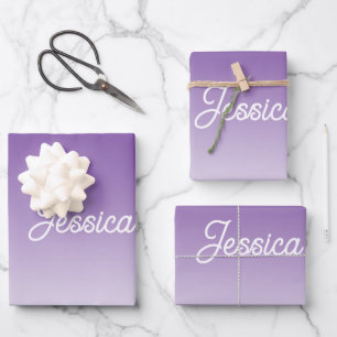 Feuille De Papier Cadeau Couleur violette ombrée (modifiable) et votre text