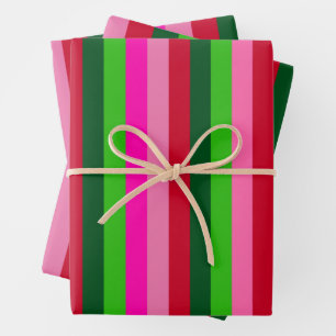 Feuille De Papier Cadeau Couleurs contemporaines rayures de Noël