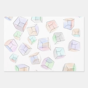 Feuille De Papier Cadeau Couleurs cubes 3D Jeter oreiller