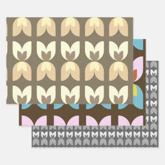 Feuille De Papier Cadeau Couleurs d'automne de tulipe rétro
