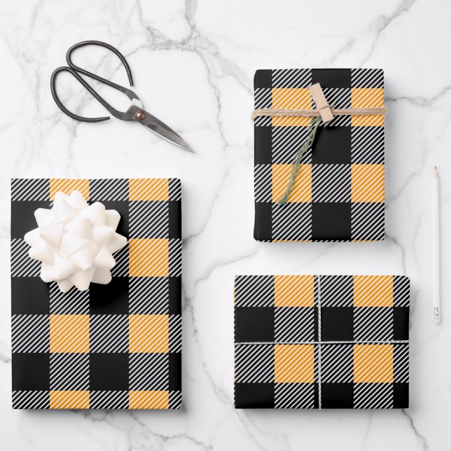 Feuille De Papier Cadeau Couleurs de automne rustique Buffalo Plaid Motif (Recto)