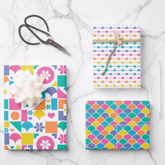 Feuille De Papier Cadeau Couleurs d'été  (Recto)