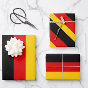 Feuille De Papier Cadeau Couleurs du drapeau allemand Noir Rouge Or 