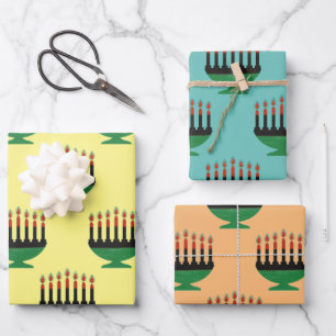 Feuille De Papier Cadeau Couleurs Kwanzaa Kinara