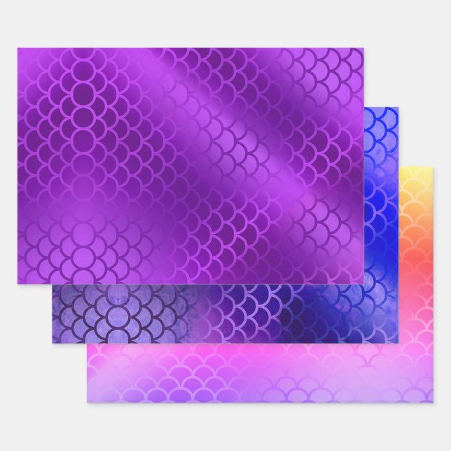 Feuille De Papier Cadeau Couleurs mauves et dégradées (Lot)