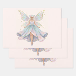 Feuille De Papier Cadeau Couleurs pastel de l'ange magique fée