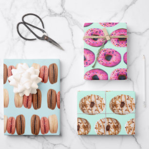 Feuille De Papier Cadeau couleurs pastel mignon foodie doughnut macaron