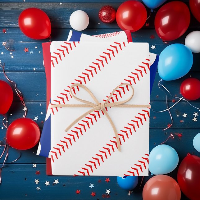 Feuille De Papier Cadeau Couleurs personnalisées de la fête d'anniversaire  (baseball wrapping paper)