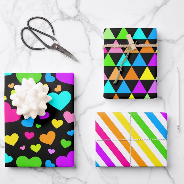 Feuille De Papier Cadeau Couleurs Vibrantes  (Recto)