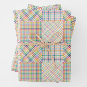 Feuille De Papier Cadeau Couleurs vives Plaid Madras