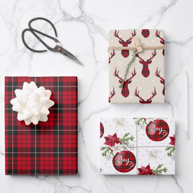 Feuille De Papier Cadeau Country Christmas Rustic Holiday Buffalo Plaid (Recto)