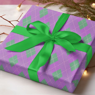 Feuille De Papier Cadeau Courbe de Noël Populaire Rose violet vert