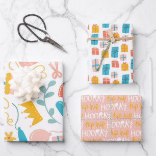 Feuille De Papier Cadeau Couronne de cadeau adorable Hip Hip Hourra