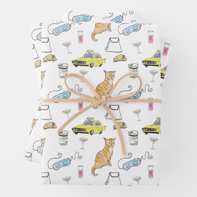 Feuille De Papier Cadeau Couronne de Cocktail Rétro Milieu de Siècle Glam d (En situation)