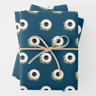 Feuille De Papier Cadeau Couronne moderne bleue avec logo d'entreprise pers