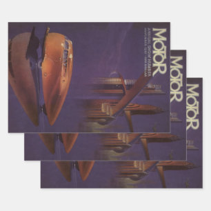 Feuille De Papier Cadeau Couverture de magazine automobile vintage, voiture