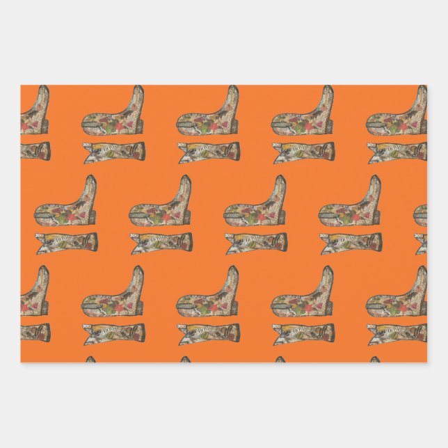Feuille De Papier Cadeau Cowboy boots Wrapping Paper Flat Sheet Set of 3 (Devant 3)