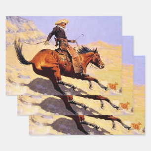 Feuille De Papier Cadeau Cowboy Western Art par Frederic Remington