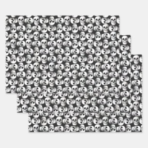 Feuille De Papier Cadeau Crâne gothique Crâne noir et blanc Motif design