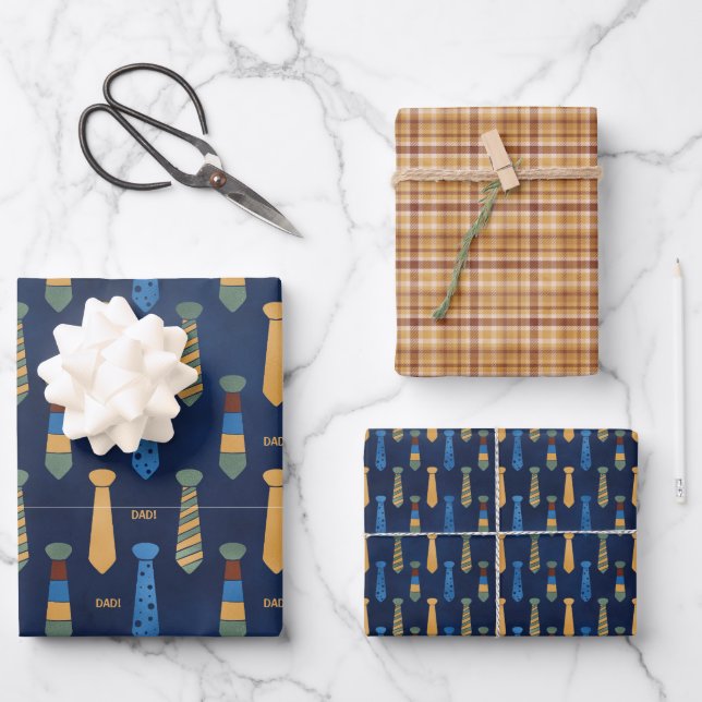 Feuille De Papier Cadeau Cravate Papa Fête des Pères (Recto)
