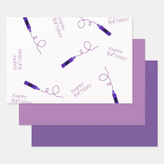 Feuille De Papier Cadeau Crayon pourpre (Lot)