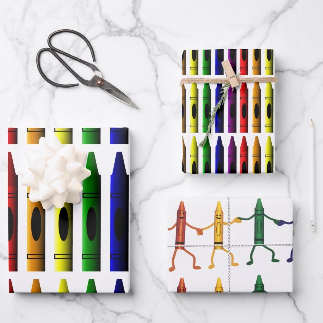 Feuille De Papier Cadeau Crayons Art pour enfants mignonne (Recto)