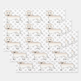 Feuille De Papier Cadeau Cream Smooth Coat Dachshund Cartoon Motif