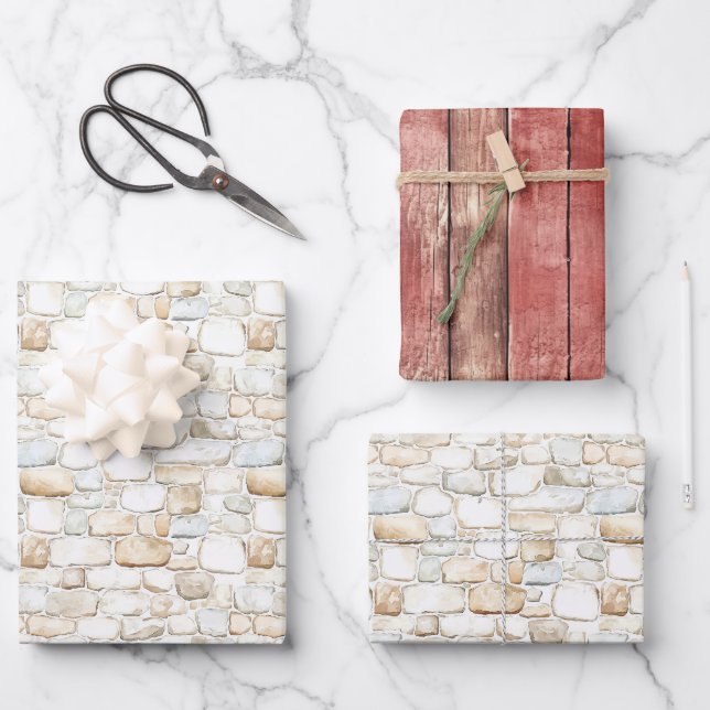 Feuille De Papier Cadeau Cream White Grey Faux Stones Birthday (Recto)