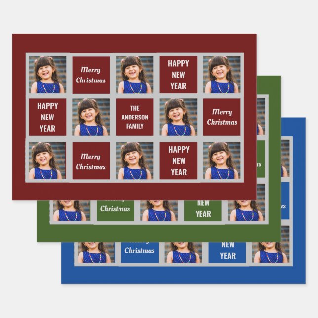 Feuille De Papier Cadeau Créer votre propre fête de Noël photo (Lot)