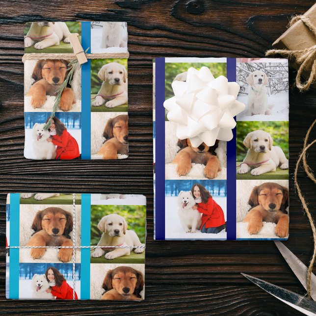 Feuille De Papier Cadeau Créez votre propre collection de photos 6 Blue Set (Créateur téléchargé)