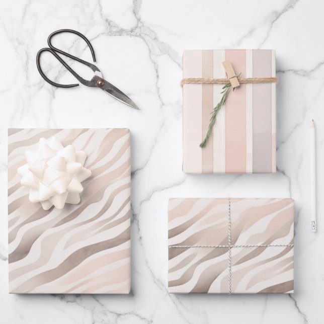 Feuille De Papier Cadeau Crème rose Zebra Poster de animal Anniversaire (Recto)