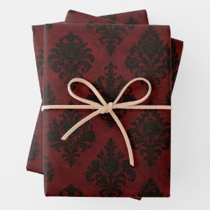 Feuille De Papier Cadeau Crimson Nocturne Bloom Victorian