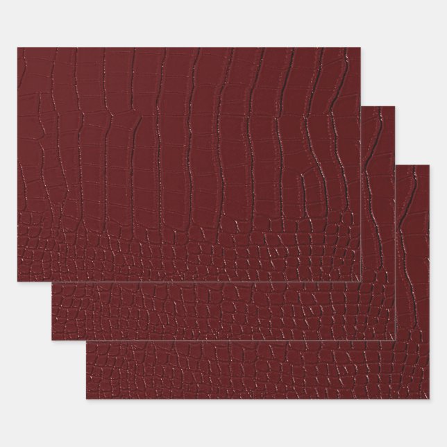 Feuille De Papier Cadeau Crocodile Rouge Peau à imprimer Vernis (Lot)