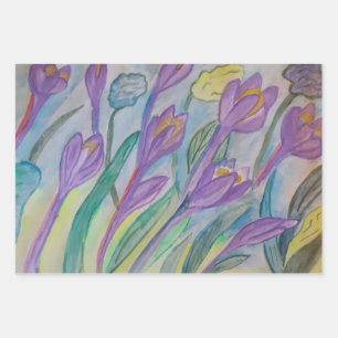 Feuille De Papier Cadeau Crocus de printemps Abstrait