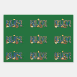Feuille De Papier Cadeau Croire nativité