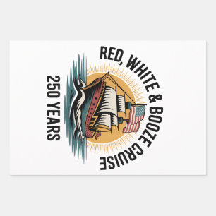 Feuille De Papier Cadeau Croisière Rouge Blanc & Alcool 250ème Année 4 Juil