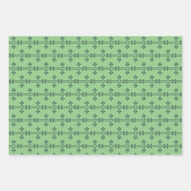 Feuille De Papier Cadeau Croix chrétienne typique (Devant)