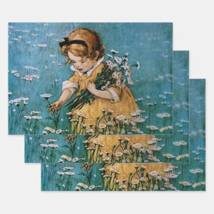 Feuille De Papier Cadeau Cueillette de marguerites par Jessie Willcox Smith