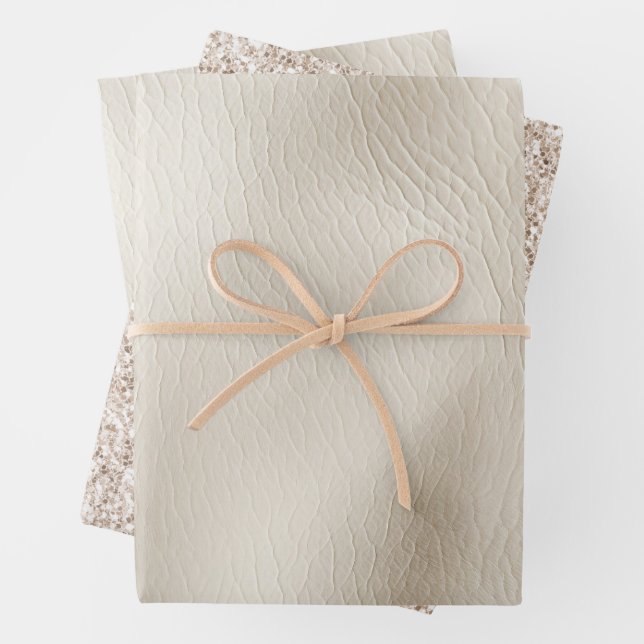 Feuille De Papier Cadeau Cuir Cream Faux (En situation)