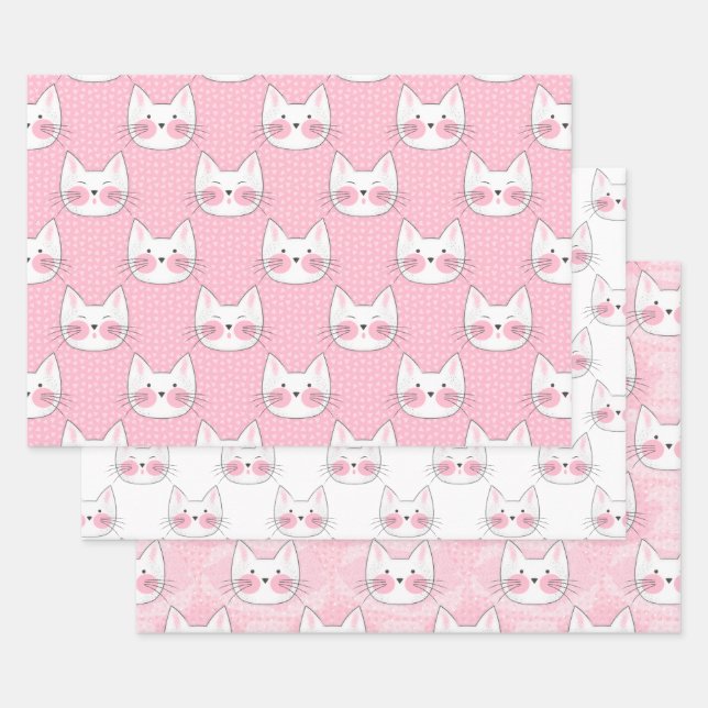 Feuille De Papier Cadeau Cuisineux comme des chats japonais (Lot)
