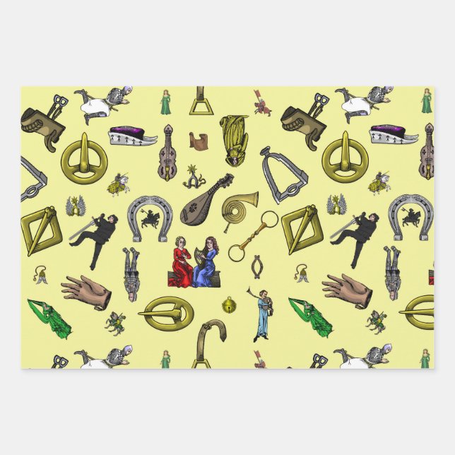 Feuille De Papier Cadeau Cultures médiévales, génie et Plante (Devant)