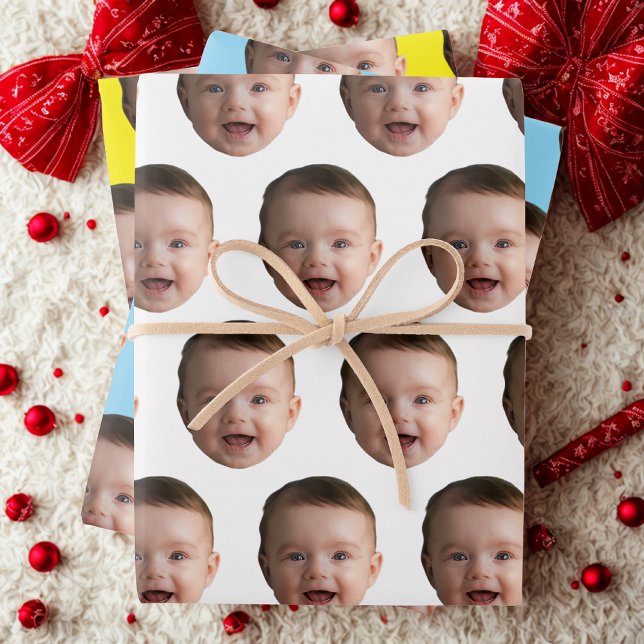 Feuille De Papier Cadeau Custom Baby Face, Funny custom photo (Créateur téléchargé)
