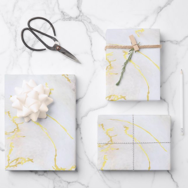 Feuille De Papier Cadeau Custom Elegant Simple Gold Marble Template Gift (Recto)