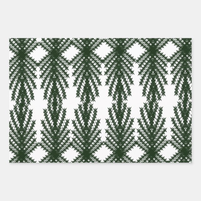 Feuille De Papier Cadeau Custom Forest Green Pine Tree Abstract Pattern (Devant)