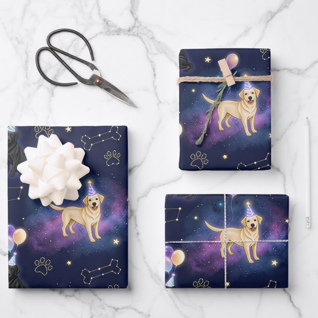 Feuille De Papier Cadeau custom Galaxy Labrador Retriever birthday  (Recto)