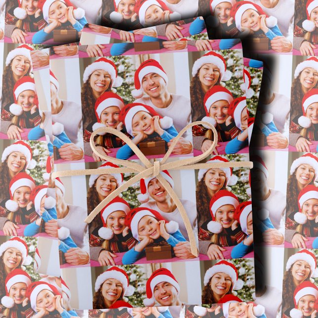 Feuille De Papier Cadeau Custom Holiday Photo Collage (Créateur téléchargé)