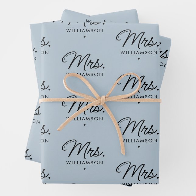 Feuille De Papier Cadeau Custom Mrs. Est. Modern Elegant Script Newlywed (En situation)